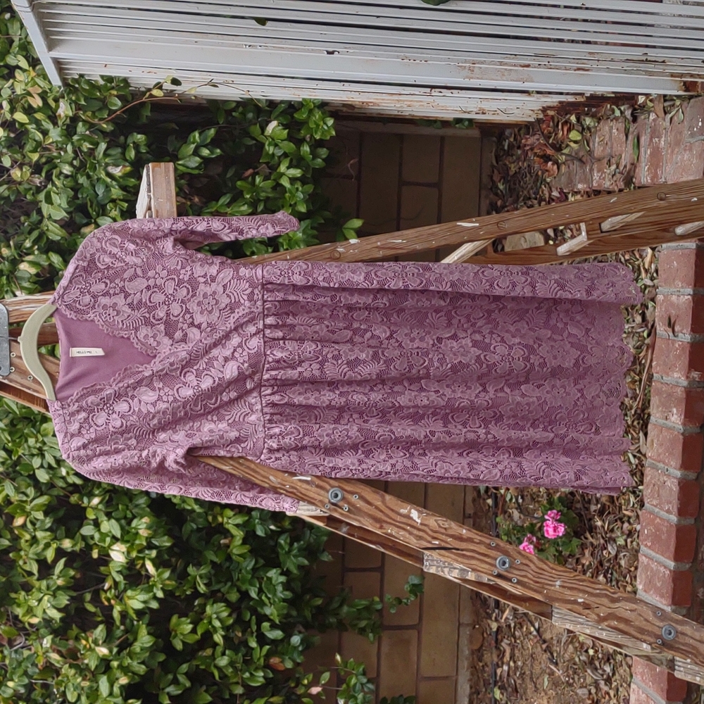 Hello Miz Pretty Lace Dress Dusty Plum Lined S